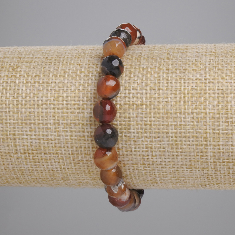 Clearance! Faceted agate bead bracelet, 8mm diameter, approx. 18 cm length, stretch