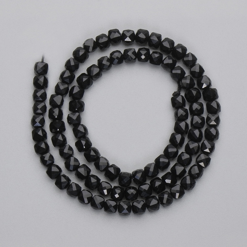 Tourmaline Faceted Cube Beads, 4x4 mm ± on Thread, 37 cm Length+