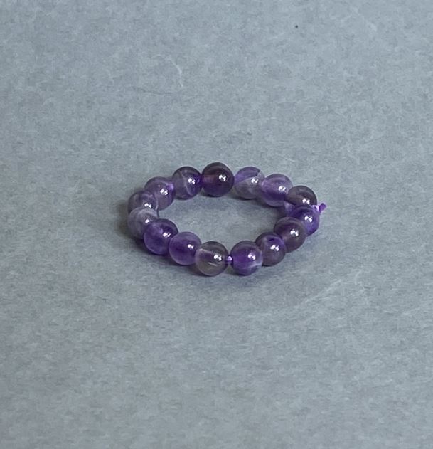 Amethyst Ring with Smooth Bead, 4mm Diameter, Elastic