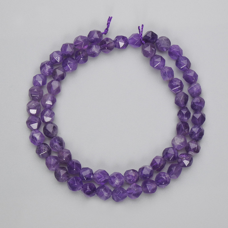 Faceted Amethyst Beads, 6x5 mm, 37 cm on thread
