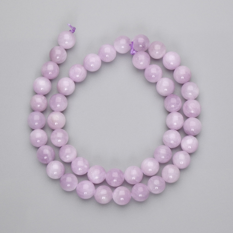 Kunzite Beads, Smooth Ball Shape, Diameter 8.5 mm, Length Approximately 39 cm on Thread