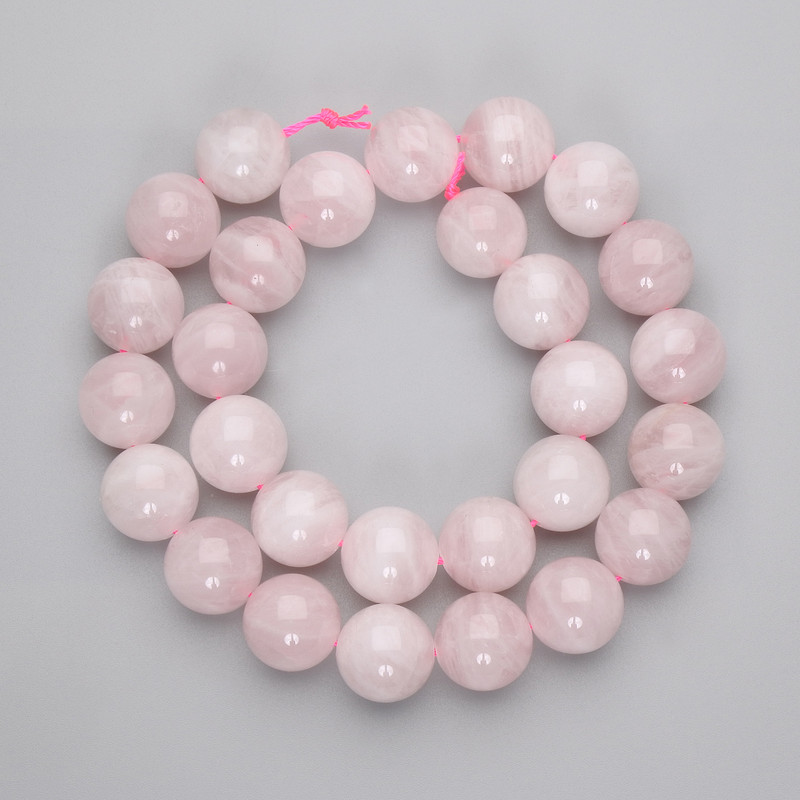 Madagascar Pink Quartz Beads, Smooth Round Beads, 14mm Diameter, 38cm Length