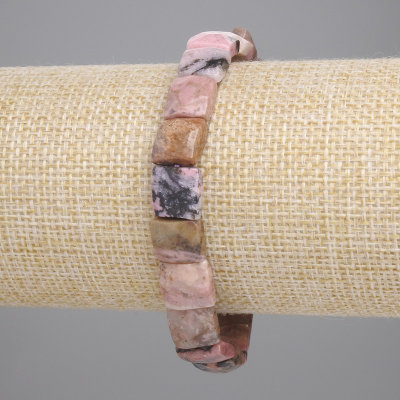 Rhodonite Bracelet with Faceted Square Beads