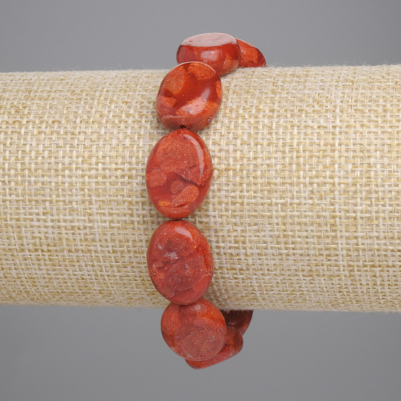 Sponge Coral Bracelet with Oval Beads 16×12 mm ± (Stretch), Length 18 cm