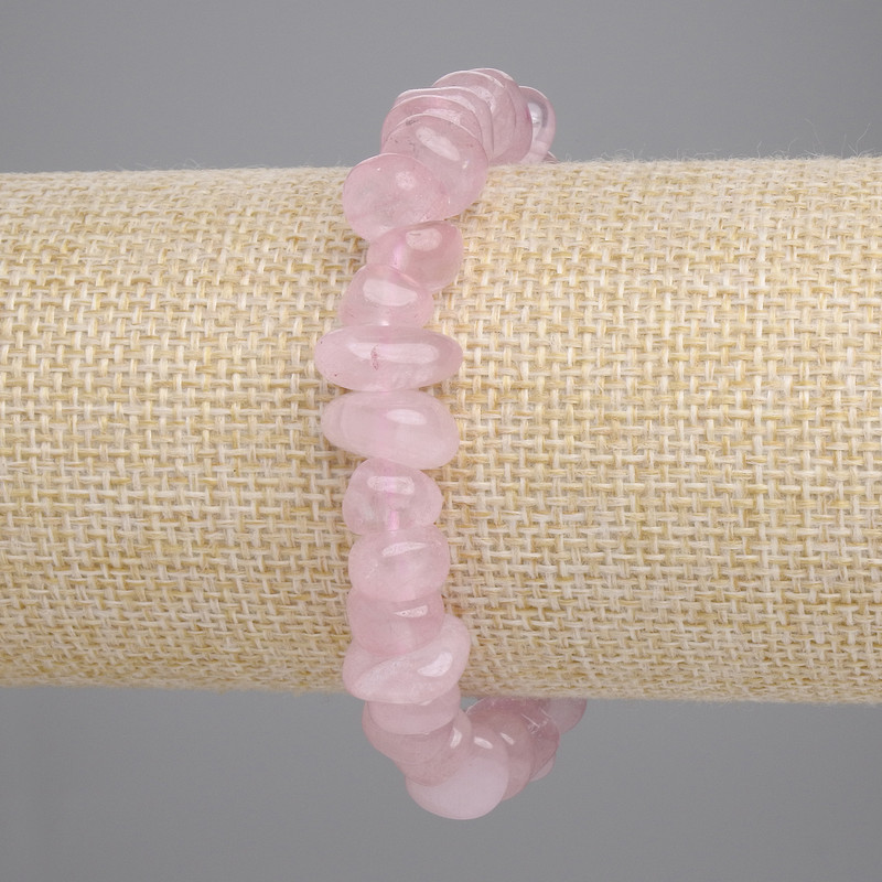Pink Quartz Chips Bracelet, 9-16 x 5-7 mm, 18 cm Stretch