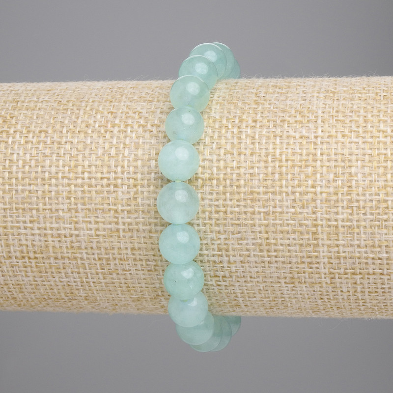 Amazonite bracelet with smooth beads, 8 mm diameter, 18 cm length, stretch