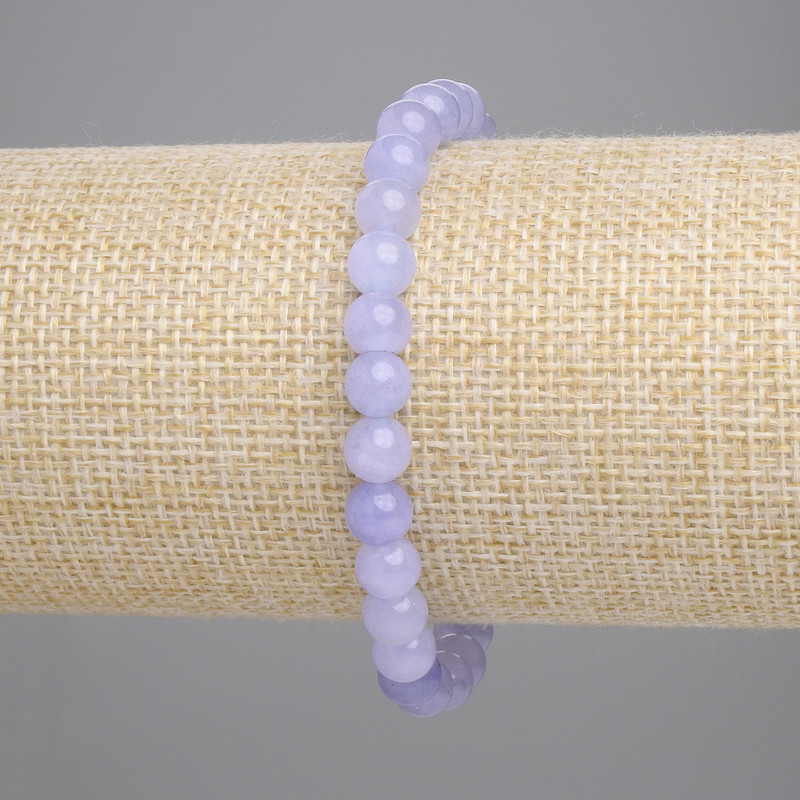 Aquamarine Bracelet with Smooth Beads, 6.5 mm Diameter, 18 cm Length, Elastic