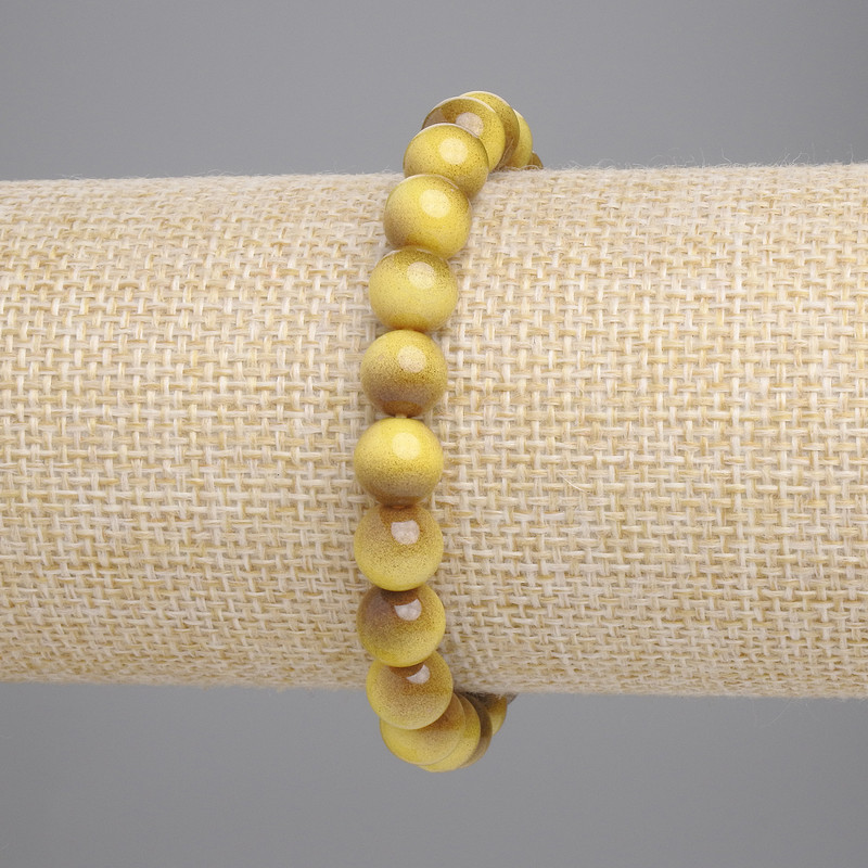 Tiger's Eye Bracelet with Smooth Beads, 8mm Diameter, 18cm Length, Stretch