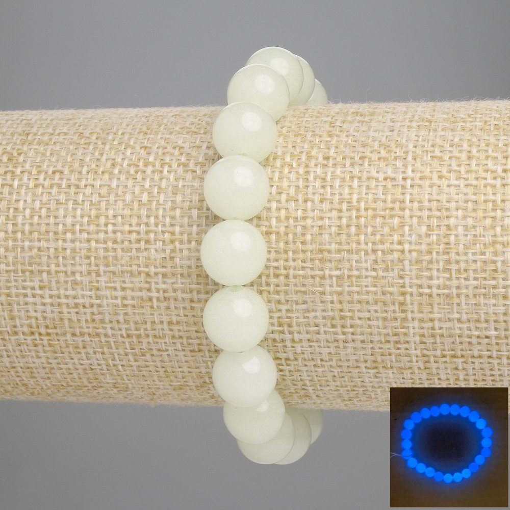 Onyx Bracelet (Blue Glow) Smooth Beads, 10 mm Diameter, 18 cm Length, Stretch Cord