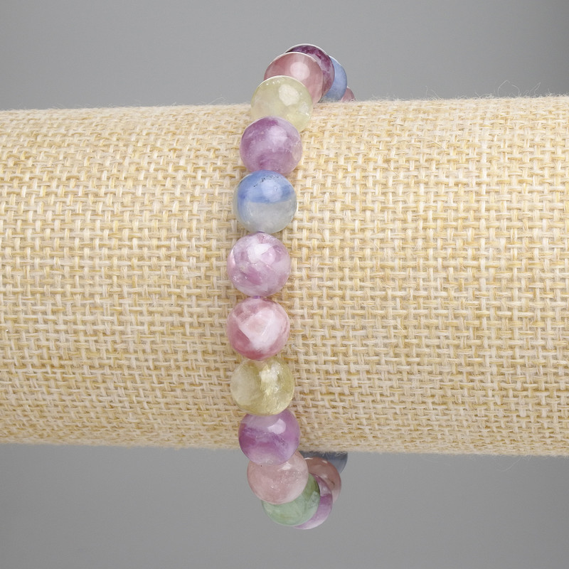 Lepidolite Bracelet with Smooth Beads, 8 mm Diameter, Stretch, 18 cm Length