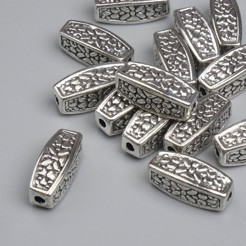 Silver-tone bead insert findings, 12.5×5 mm, hole 2 mm, packaging approx. 14 pcs