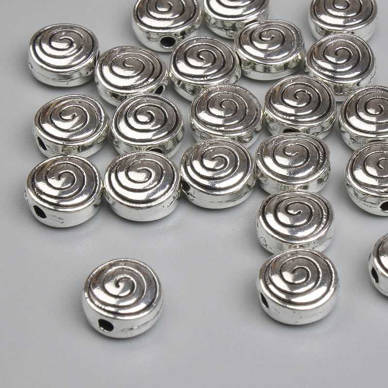 Silver-Colored Bead Insert, 7.5 mm Diameter, 1.5 mm Hole, Packaging 20 g ~ 22 pcs
