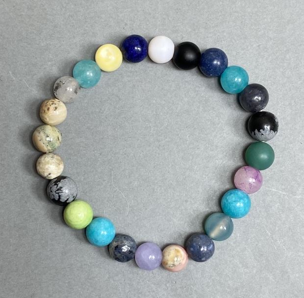 Bracelet with Aquamarine, Jasper, and Obsidian