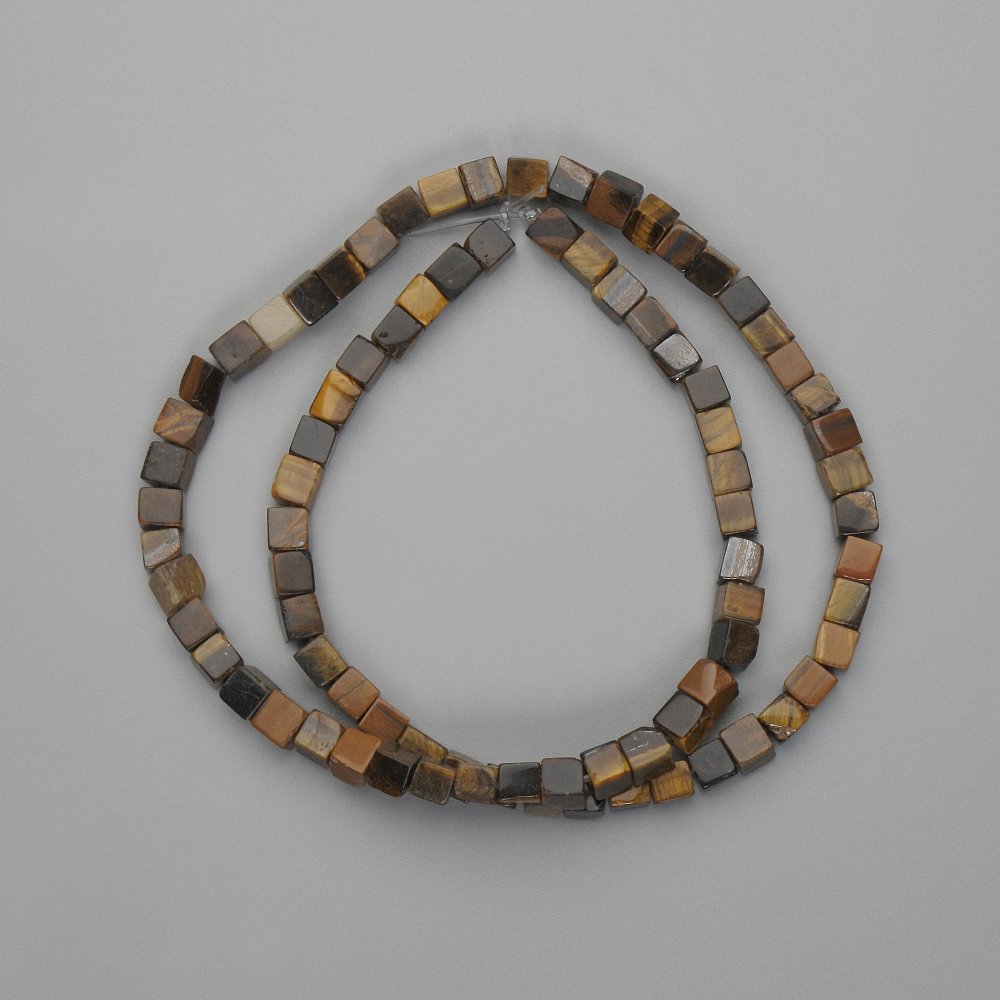 Tiger's Eye Cube Beads, 4–4.5 mm, 38 cm on thread