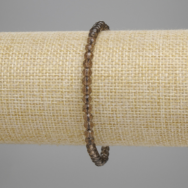 Bracelet with Faceted Smoky Quartz Beads 4mm +/-, length 18 cm +/- stretch