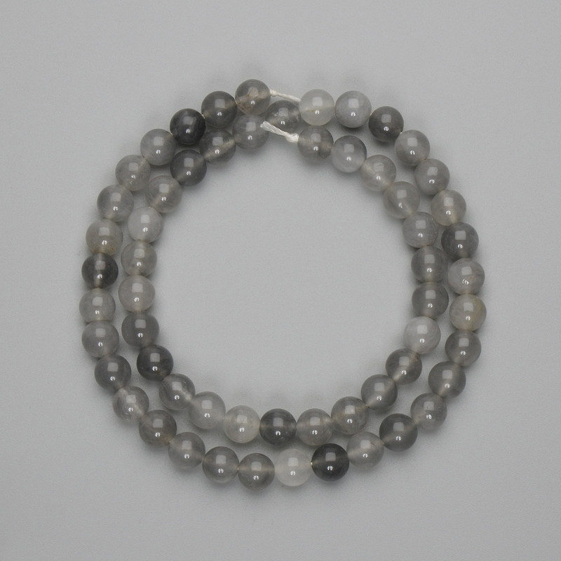 Beads Smoky Agate Smooth Round Bead 7mm, on Thread, Length About 38 cm
