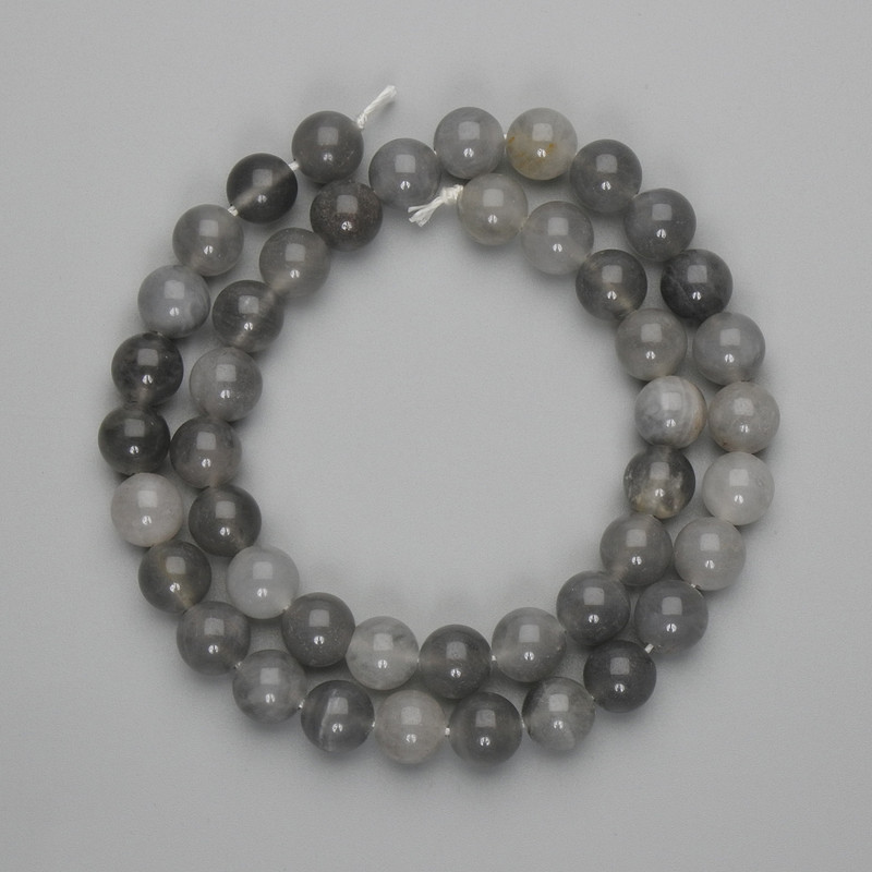 Smoky Agate Beads, Smooth Round 9mm, 38 cm Length on Thread