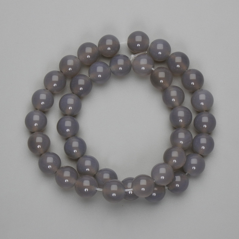 Smoky Agate Beads, Smooth Round 10mm, Length About 37 cm, On Fishing Line