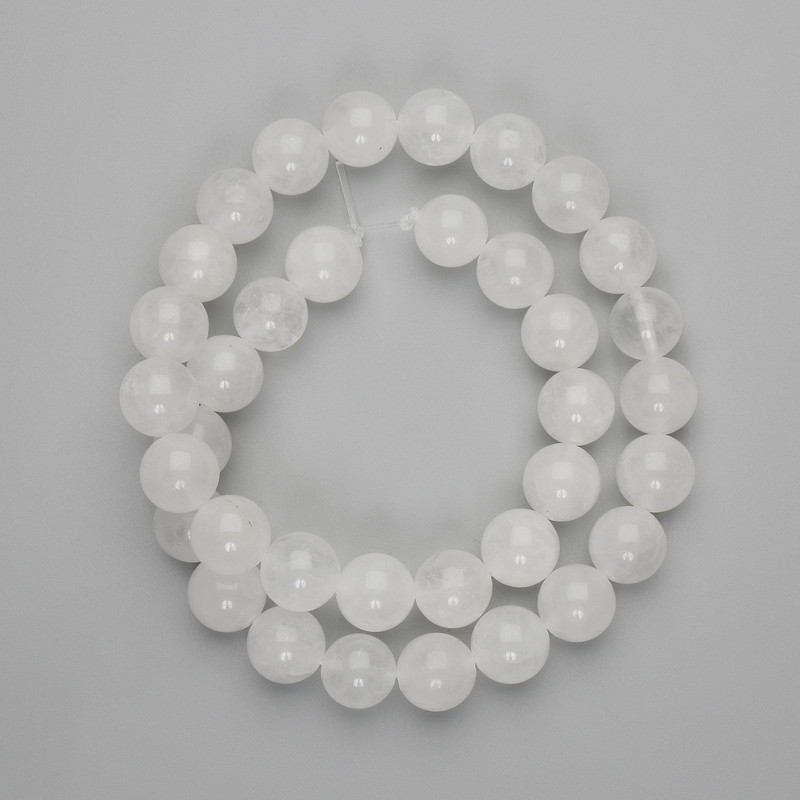 White Quartz Beads, Smooth Round 11mm, 37 cm +/- on Beading Thread