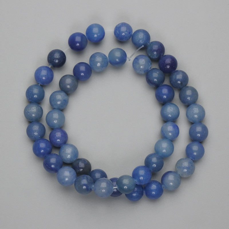 Blue Aventurine Beads, Smooth Round 8.5 mm, 38 cm on Thread