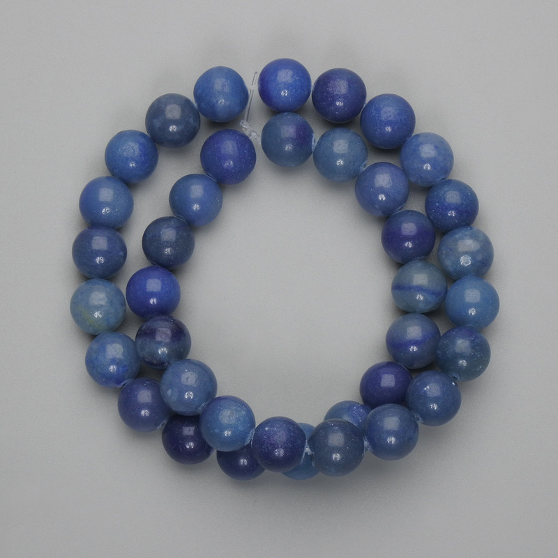 Blue Aventurine Beads, Smooth Round 10mm, 37 cm Strand on Thread