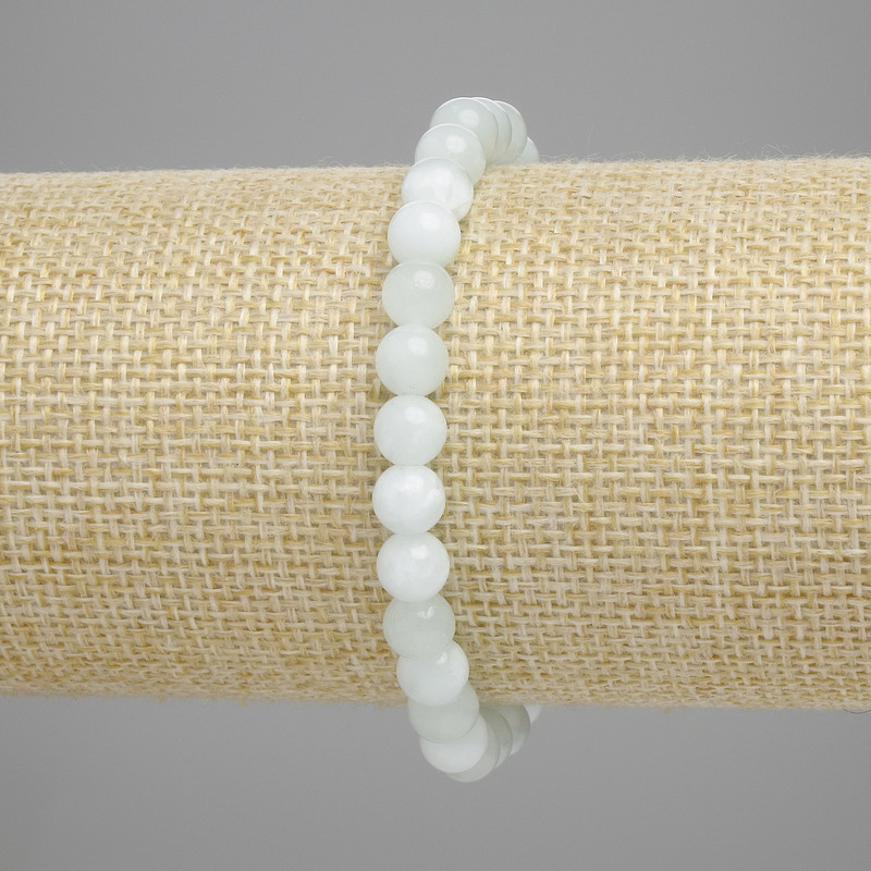 Angelite bracelet with smooth 6mm beads, 18 cm length, stretch