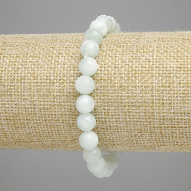 Angelite Bracelet with Smooth Beads 8 mm, 18 cm Length, Stretch