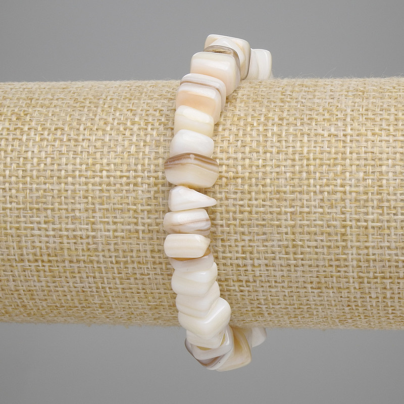 Bracelet with Mother-of-Pearl Faceted Beads 7-9×3-5mm, Length 18 cm, Stretch