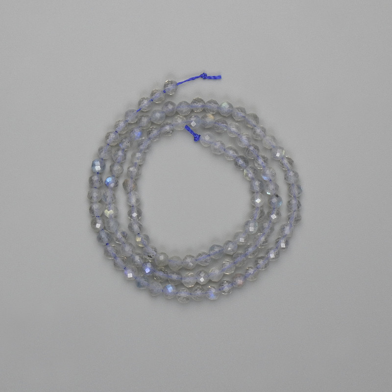 Labradorite beads, faceted 3.5 mm, 38 cm length on thread