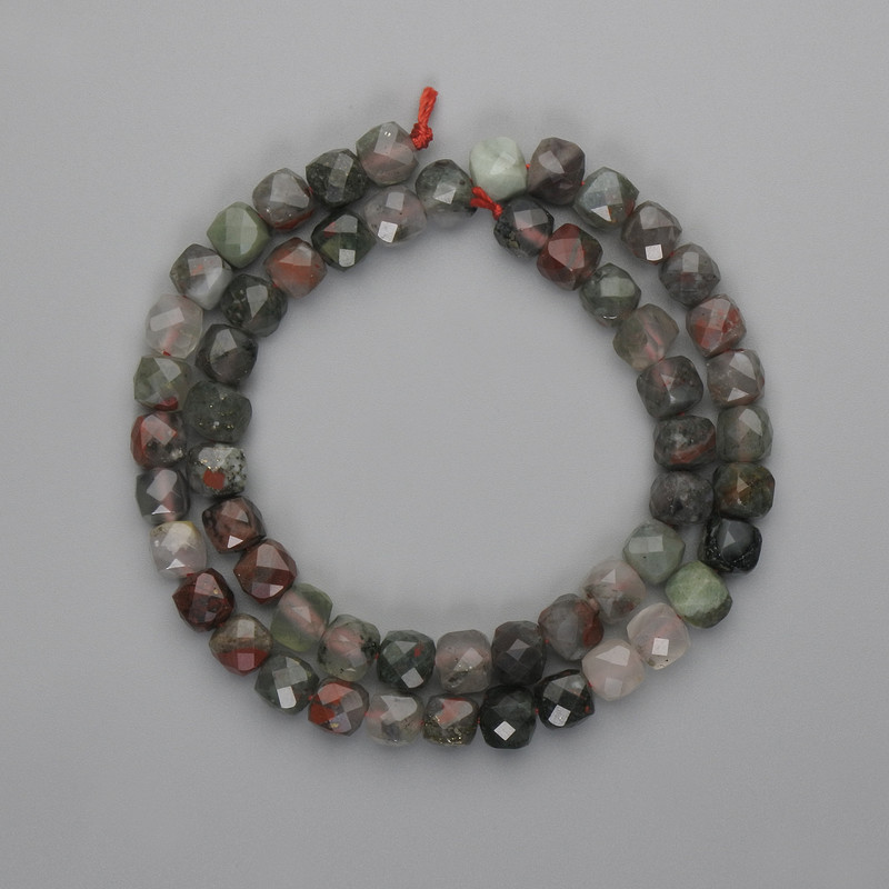 Chernova Jasper Beads, Faceted Cube 7x7mm, 39 cm length
