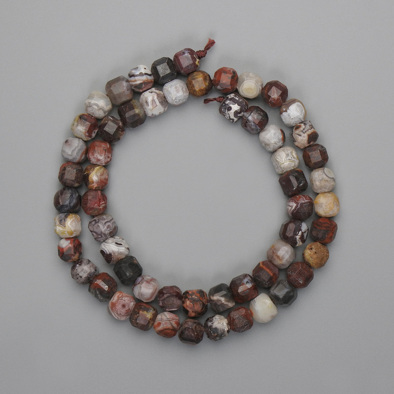 Jasper beads, faceted cubes 7x7mm, length 39 cm