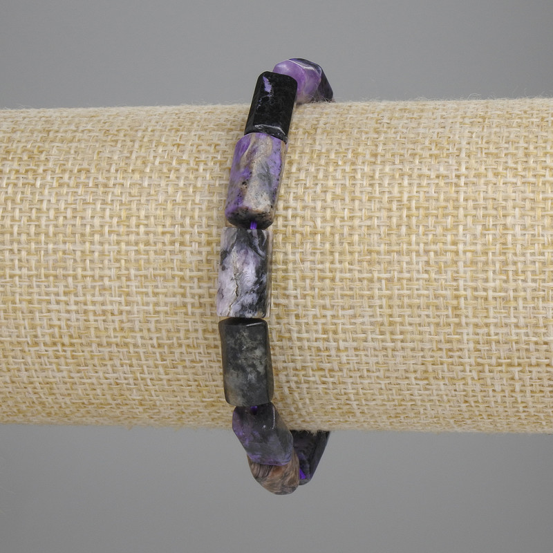 Charoite chip bracelet, diameter 12-13×6-8 mm ±, length 18 cm ± stretch