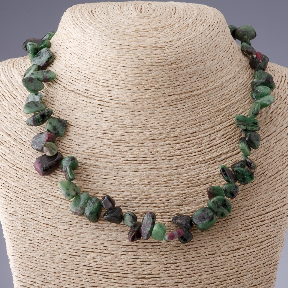 Natural zoisite necklace 'Butterfly', length 50 cm