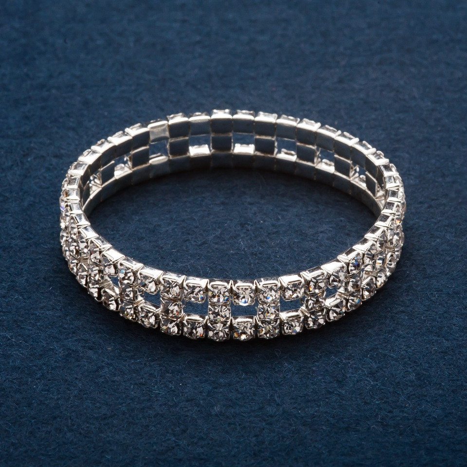 Crystal bracelet 'Checkerboard' two-row stretch bracelet, 17 cm circumference