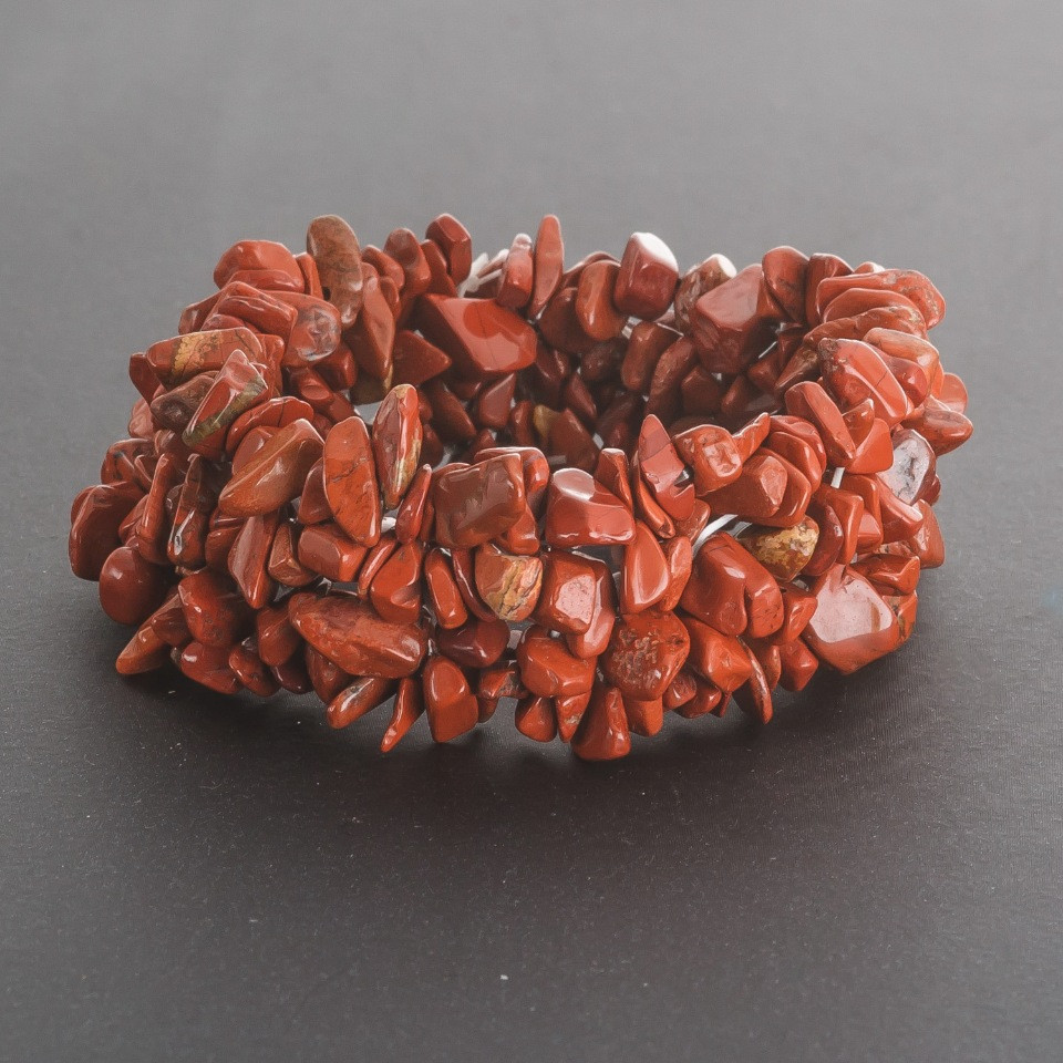Red Jasper Bracelet 'Stone Chips' on an elastic cord