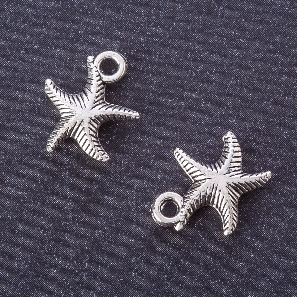 Sea Star Findings Pendant, metal color 'silver', size 15x13 mm, packaging 20 g ± 17 pcs