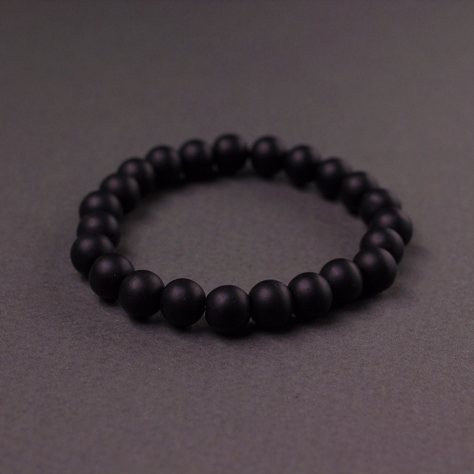 Shungite elastic bracelet (synthetic) with smooth beads, 8 mm diameter, 18 cm long +