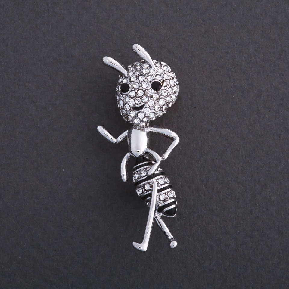 Brooch 'Brave Ant' 4x2 cm, metal color 'silver'