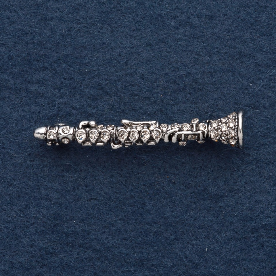 Brooch 'Flute' 4.5 cm gray metal