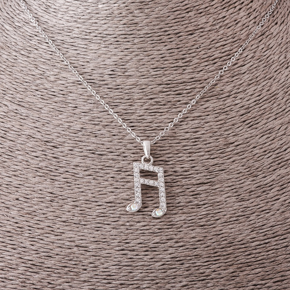 Pendant on chain 'Note', diameter 2.5 cm, length 55 cm, metal color 'silver'