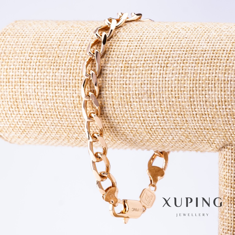 Xuping Bracelet with Armor Weave, length 21 cm, thickness 8.5 mm, color Gold