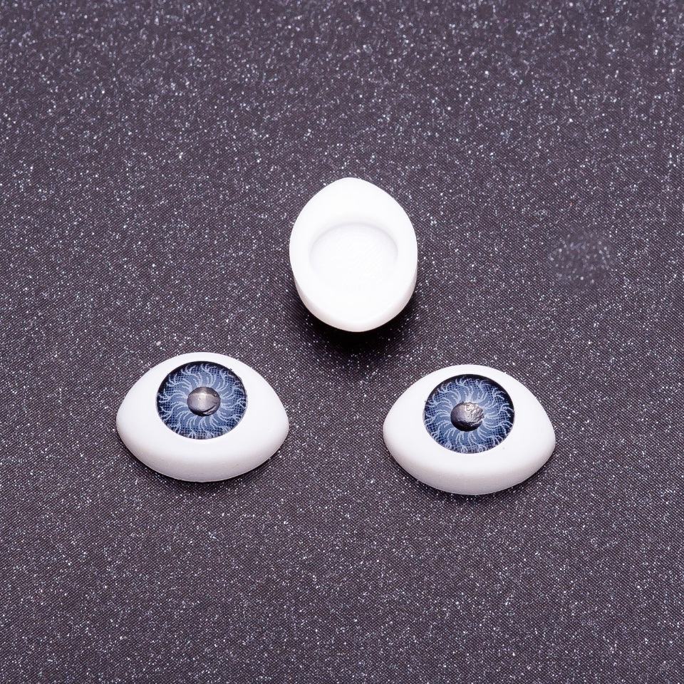 Fittings 'Lifelike Eyes' – Gray with pupil, 8mm diameter, 11×14mm size, packaging 50 pairs