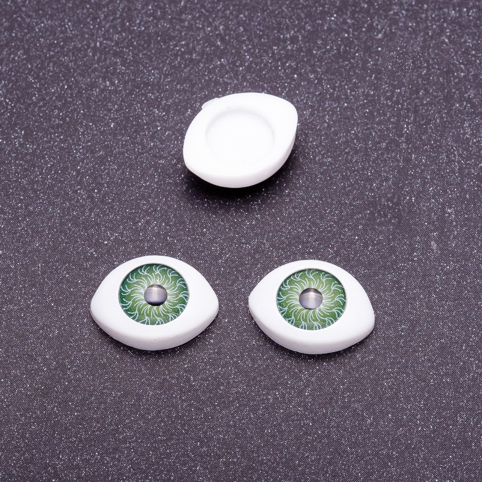 Fittings 'Living Eyes' pair, green pupil color, diameter 7mm, 10x13mm, packaging 50 pairs