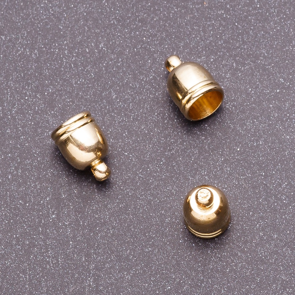 Gold-tone end cap for findings 12mm