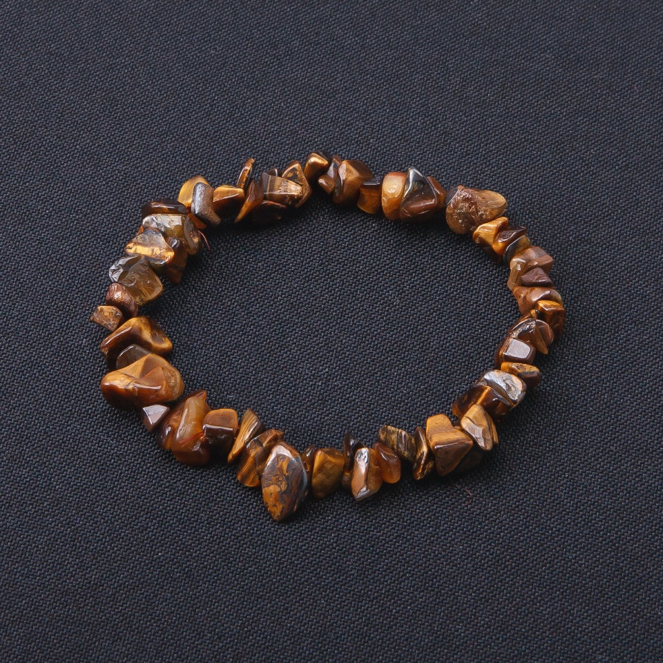 Tiger's Eye Chip Bracelet 4-9×2-5 mm, 18 cm Stretch
