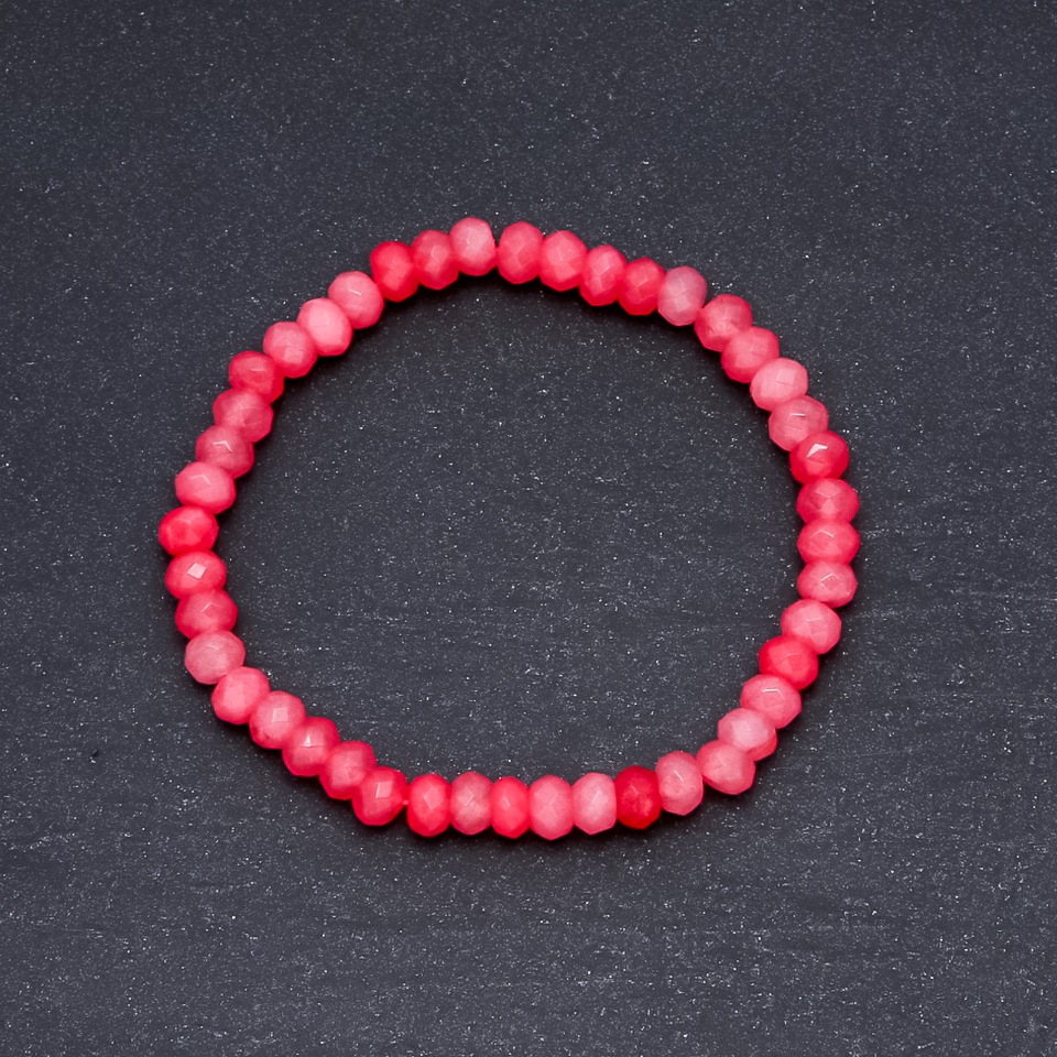 Bracelet 'Tourmaline' (synthetic) dark pink, 6×4 mm on elastic