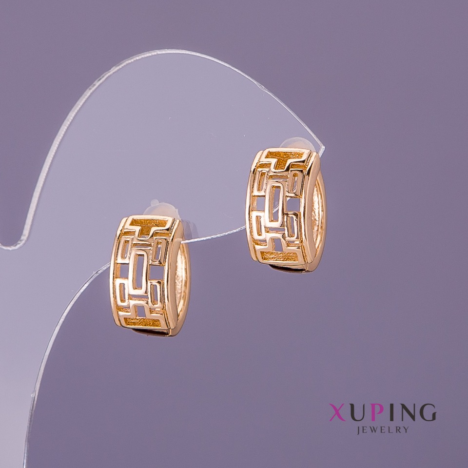 Xuping Earrings, 8 mm diameter, 15 mm length, 18K gold plating