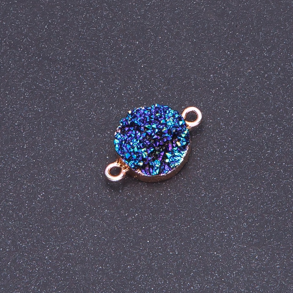 Blue connector "Cosmos" "Druza" acrylic "gold", diameter 14mm L3mm