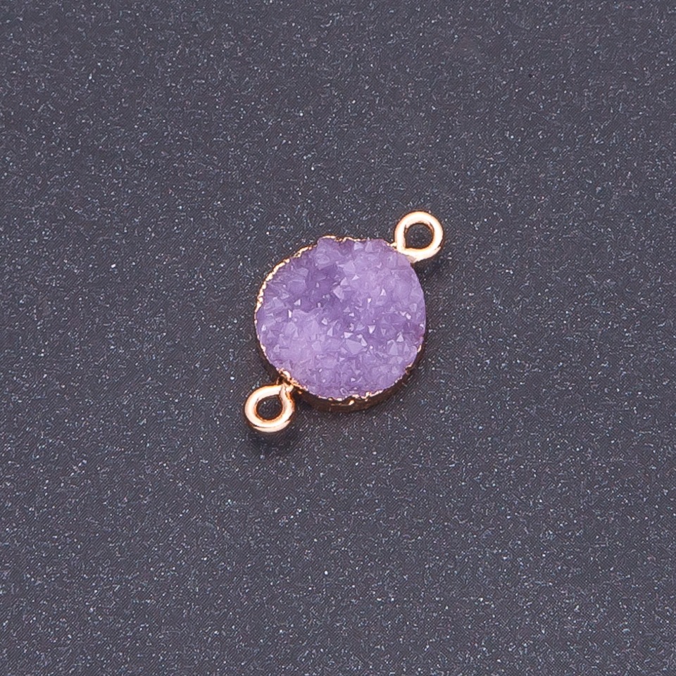 Lilac Druzy Connector Acrylic 'Gold', 14mm diameter, 3mm length