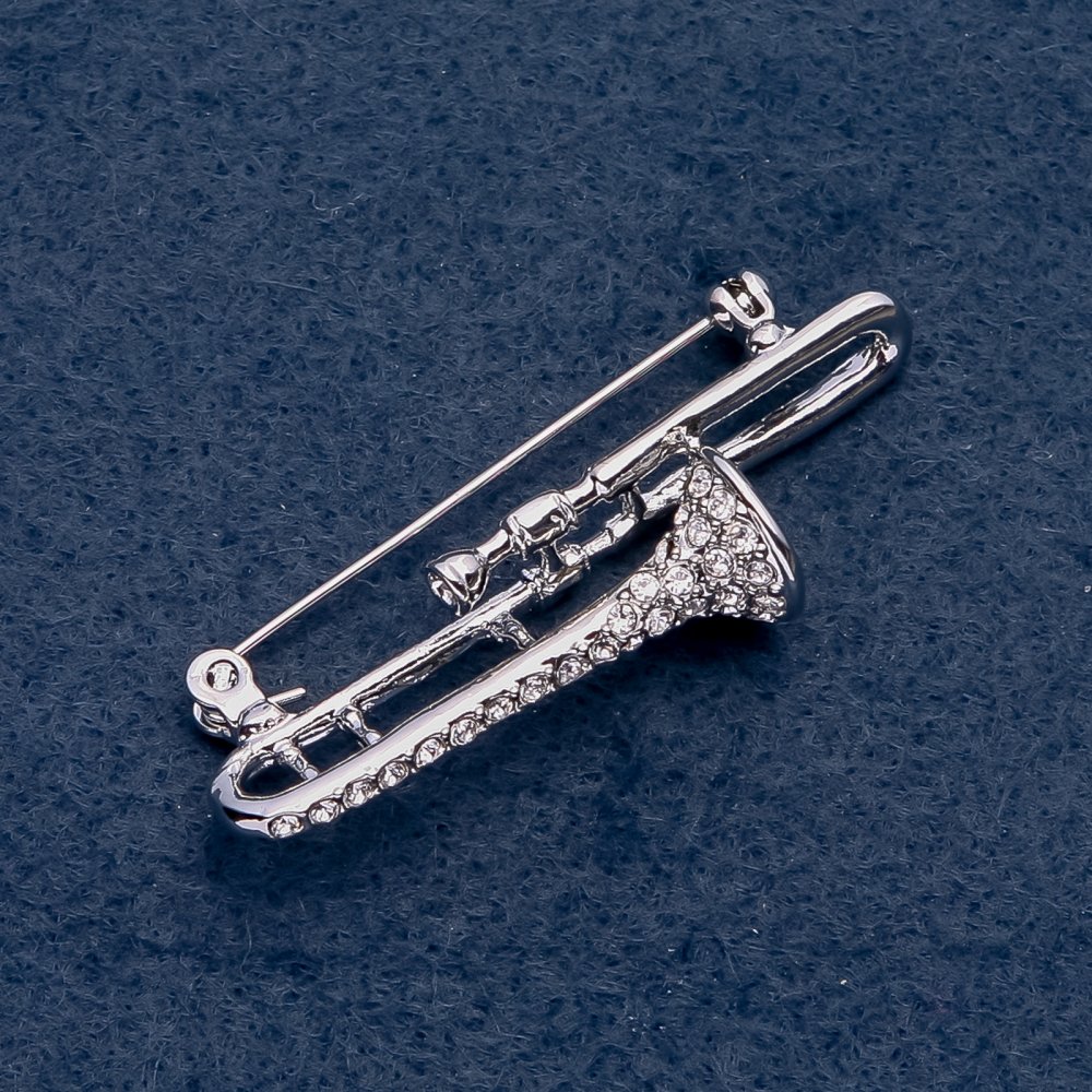 Musical Brooch 'Trumpet' 47×14 mm, silver-colored